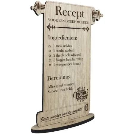 Moederdag Cadeau met Humor | Houten Bordje Mama | Recept voor een Goede Moeder - Afbeelding 3