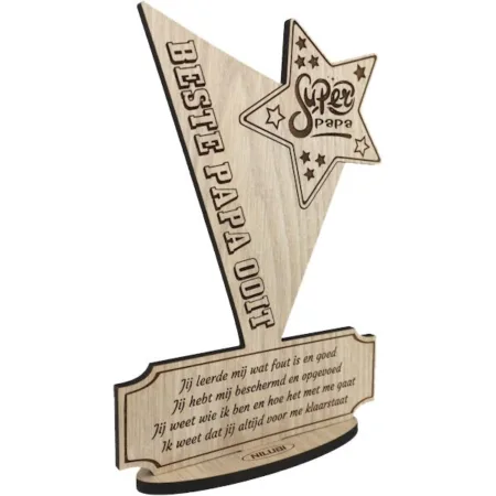 Cadeau Papa | Houten Bordje | Award Beste Papa Ooit - Afbeelding 3