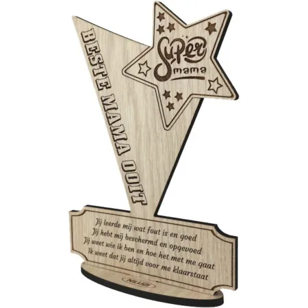 Cadeau Mama | Houten Bordje | Award Beste Mama Ooit - Afbeelding 2