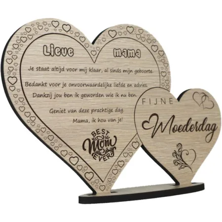 Moederdag Cadeau | Houten Wenskaart Moeder | Lieve Mama - Afbeelding 2
