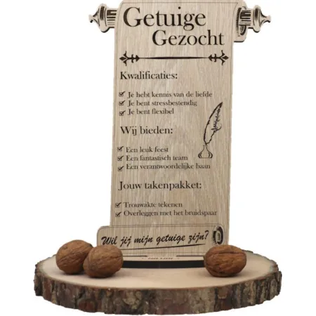 Getuige Gezocht | Houten Wenskaart | Wil je mijn getuige zijn? - Afbeelding 2