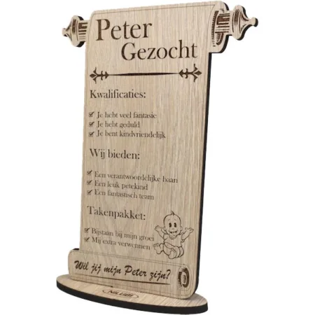 Peetoom Vragen | Houten Wenskaart | Wil jij mijn Peter zijn? - Afbeelding 2