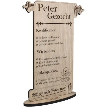 Peetoom Vragen | Houten Wenskaart | Wil jij mijn Peter zijn? - Afbeelding 3