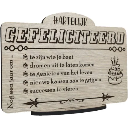Persoonlijk Verjaardagscadeau | Uniek Houten Bordje Verjaardag - Afbeelding 3