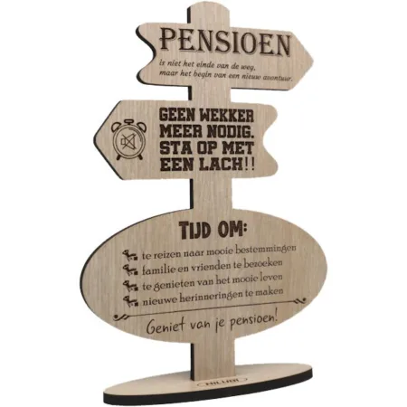 Cadeau Gepensioneerde | Houten Wenskaart Pensioen - Afbeelding 3