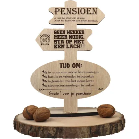 Cadeau Gepensioneerde | Houten Wenskaart Pensioen - Afbeelding 4