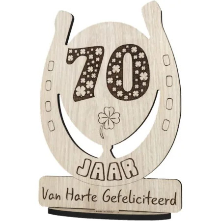70 Jaar Verjaardagscadeau | Houten Wenskaart 70e Verjaardag - Afbeelding 2