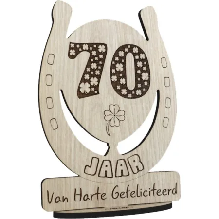 70 Jaar Verjaardagscadeau | Houten Wenskaart 70e Verjaardag - Afbeelding 3