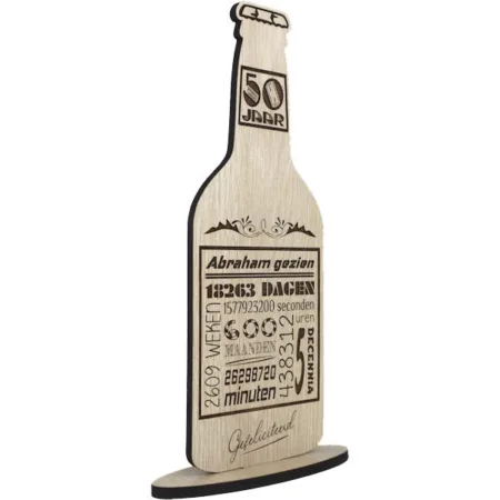Houten Bierfles Abraham | Cadeau voor 50e Verjaardag - Afbeelding 3