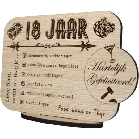 gepersonaliseerd cadeau 18de verjaardag