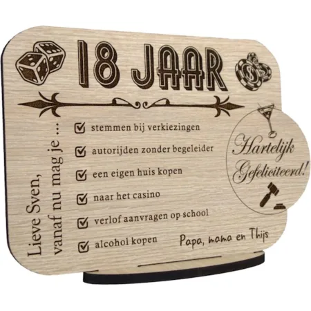 gepersonaliseerd geschenk 18de verjaardag