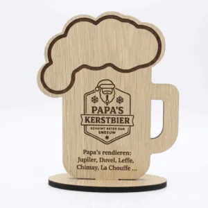 houten kerstmis bierglas cadeau voor papa