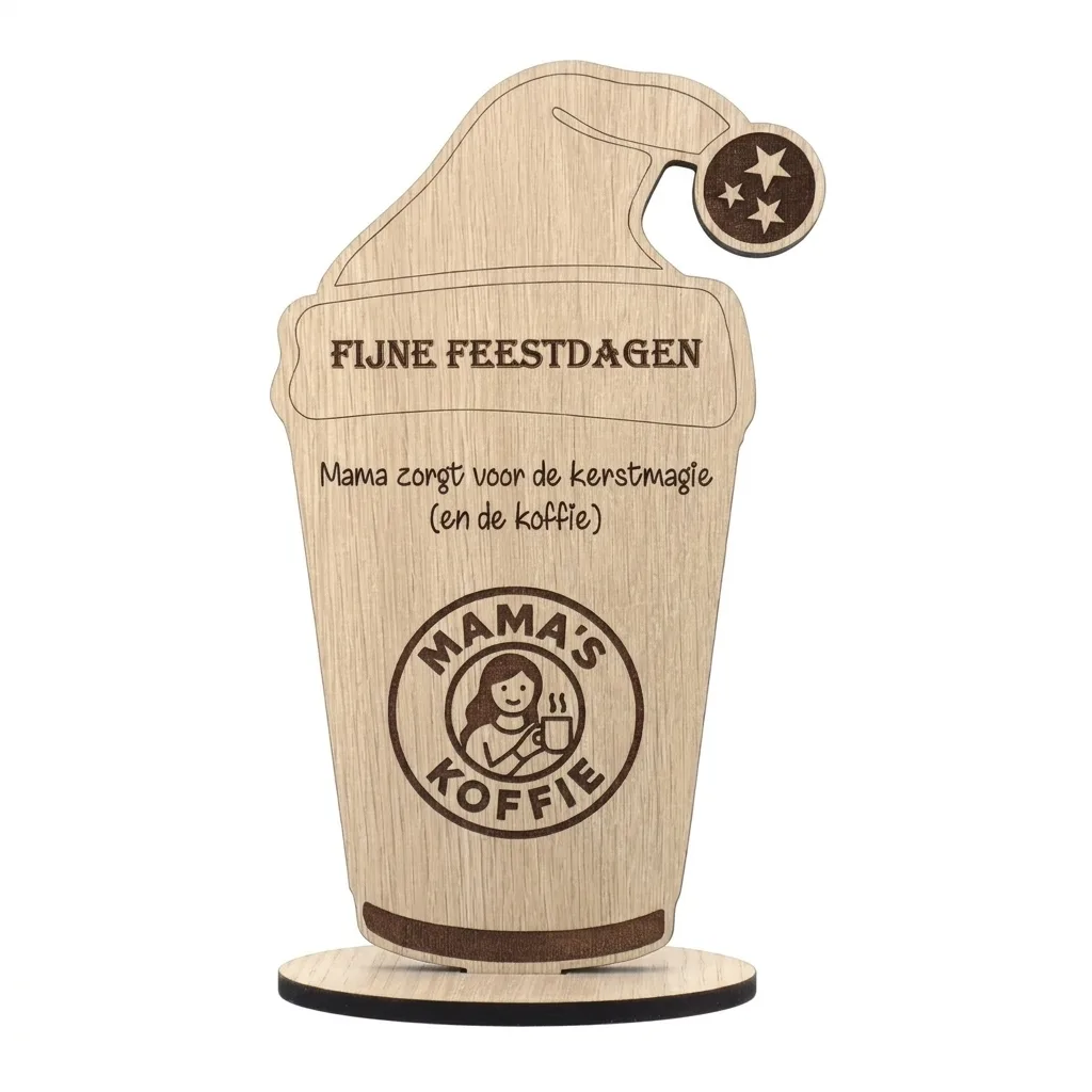 houten koffiebeker kerstcadeau mama