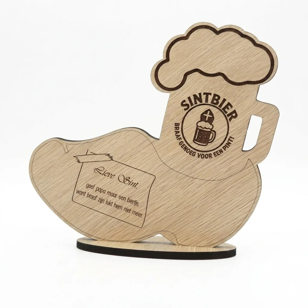 houten sinterklaas bierglas schoencadeau papa