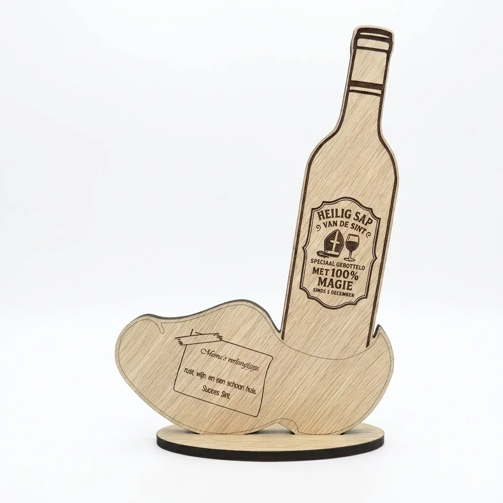 houten sinterklaas wijnfles schoencadeau mama